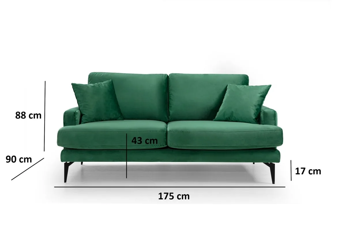 Canapea Papira Salvador 2 Locuri Verde 175x90x88 - imagine 4