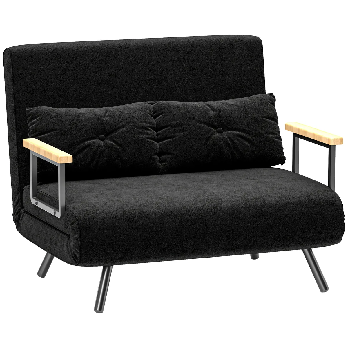 Canapea Pat 2 Locuri Homcom Spatar Reglabil 5 Nivele 2 Perne 102x73x81cm Negru