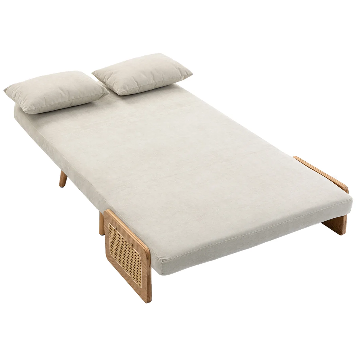 Canapea Pat HOMCOM 2 Locuri 3 in 1 Chenille 103cm Crem