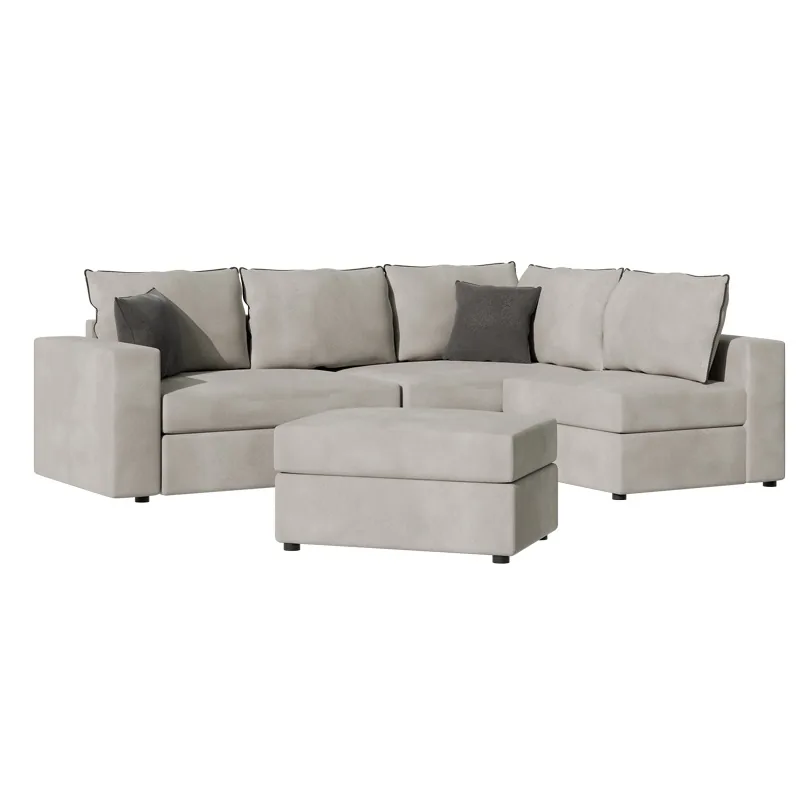 Canapea Reversibila Pako World London Stofa Gri Deschis 296x246x95cm - imagine 3