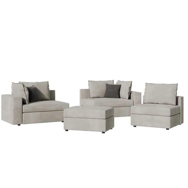 Canapea Reversibila Pako World London Stofa Gri Deschis 296x246x95cm - imagine 4