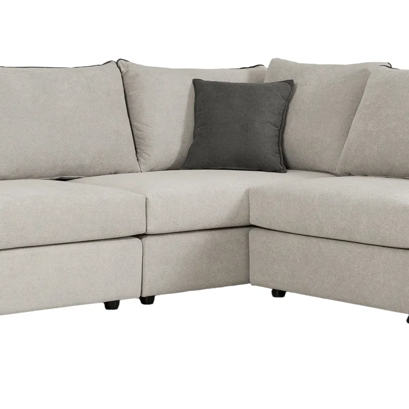 Canapea Reversibila Pako World London Stofa Gri Deschis 296x246x95cm - imagine 5