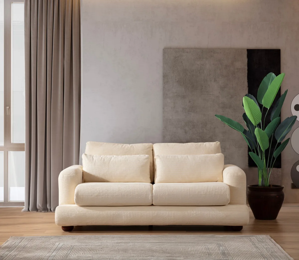 Canapea Salvador Lamia 2 Locuri Crem 205x85cm