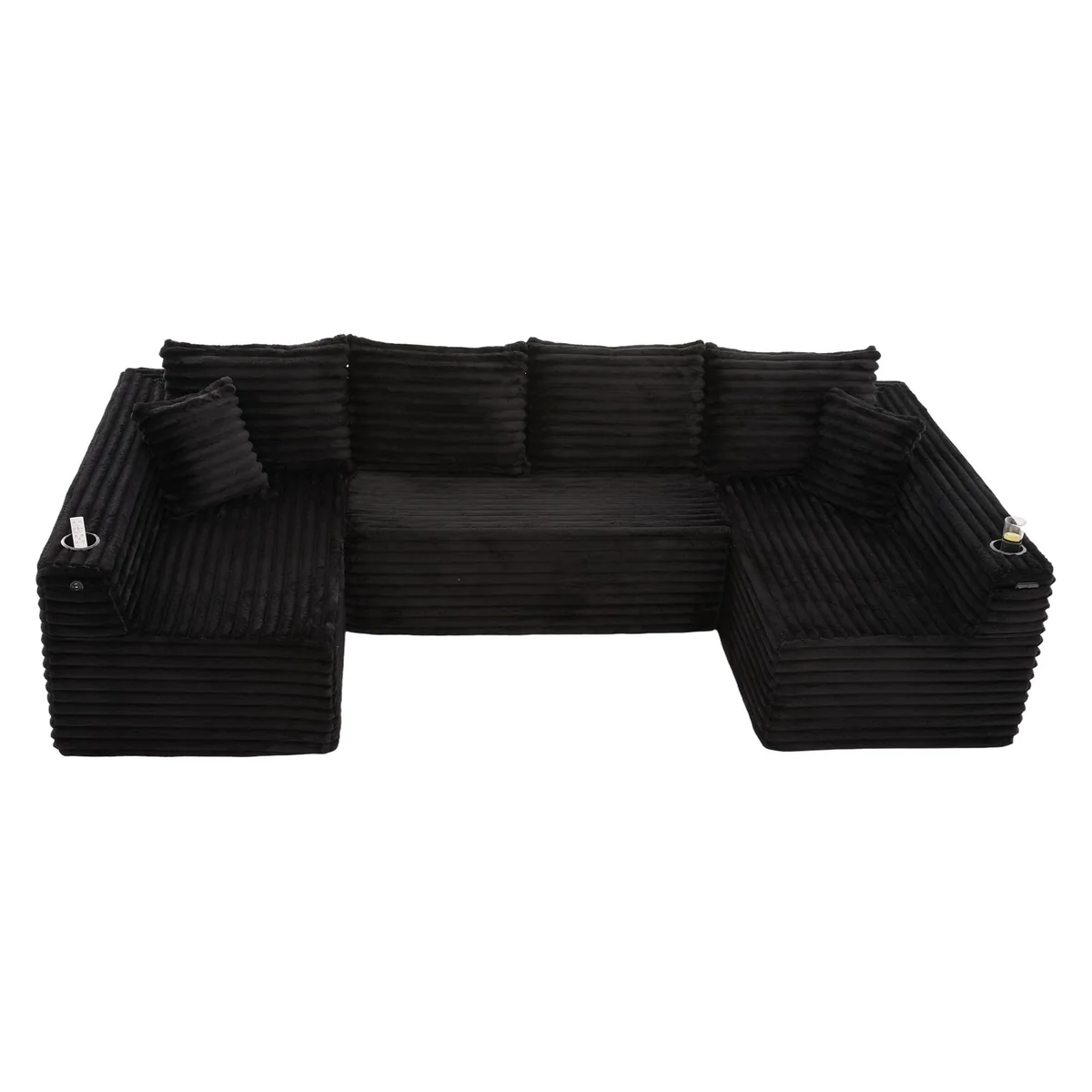 Canapea U GOMYWAY Home Catifea Côtelată Negru
