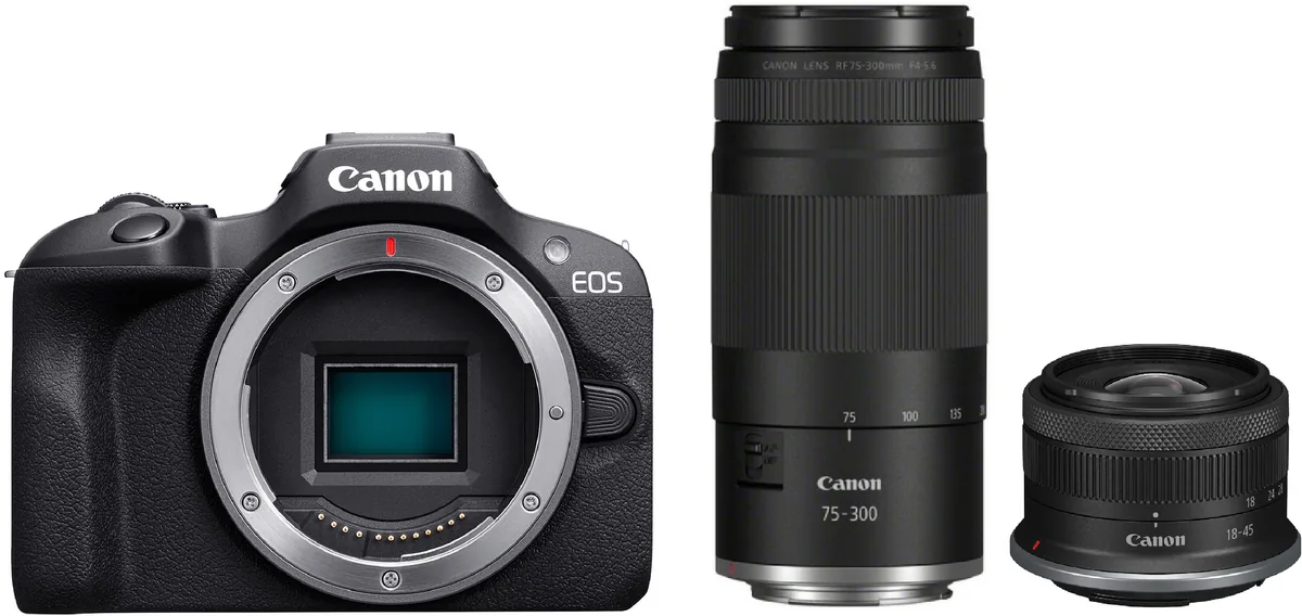 Canon EOS R100 + RF-S 18-45mm + RF 75-300mm