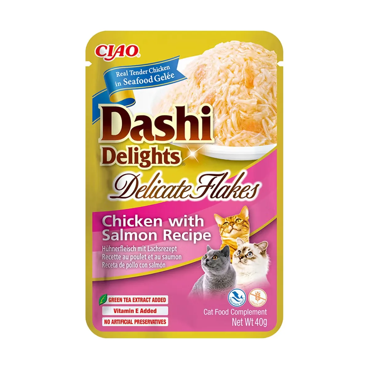 Hrana Umeda Pisici Inaba Ciao Dashi Delights Delicate Flakes Pui si Somon 40g