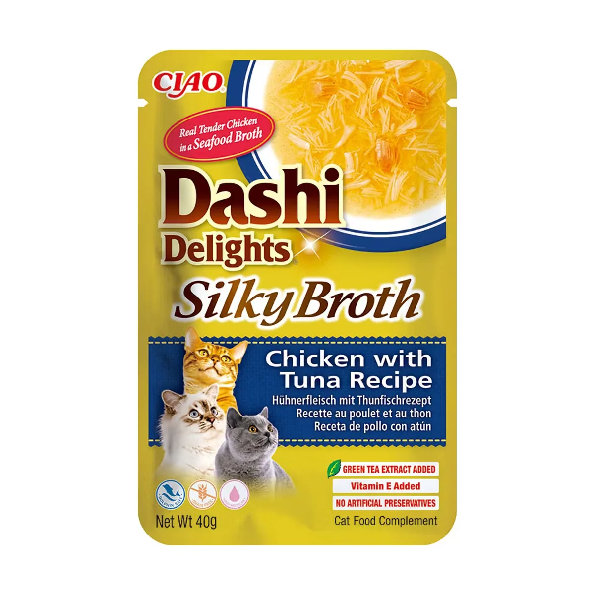 Bulion pentru Pisici Inaba Dashi Delights Silky Broth Pui si Ton 40g