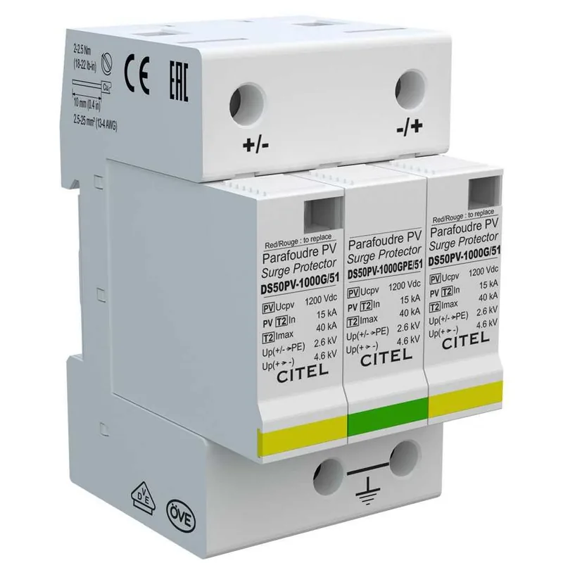 Citel DS50PV-1000G/51 2P T2 15kA 1200V DC Fara Contact Semnalizare