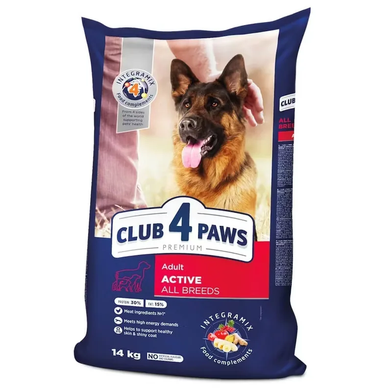 Hrana Uscata Caini Club 4 Paws Active Adult All Breeds Pui 14kg