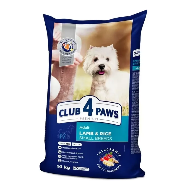 Hrana Uscata pentru Caini Club 4 Paws Adult Mini Miel si Orez 14kg