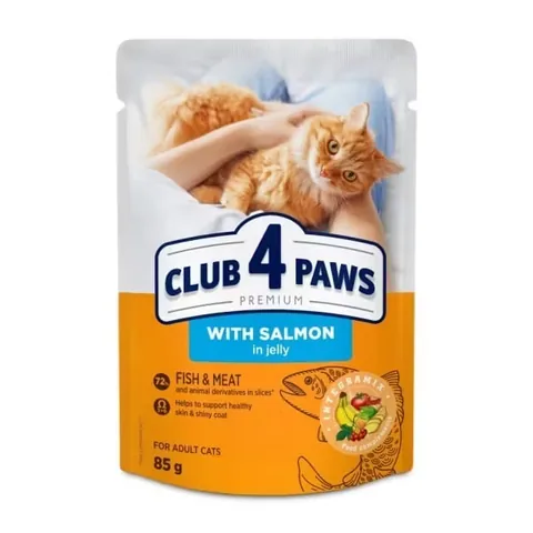Hrana Umeda Pentru Pisici Adulte Club 4 Paws Somon in Jeleu 85g