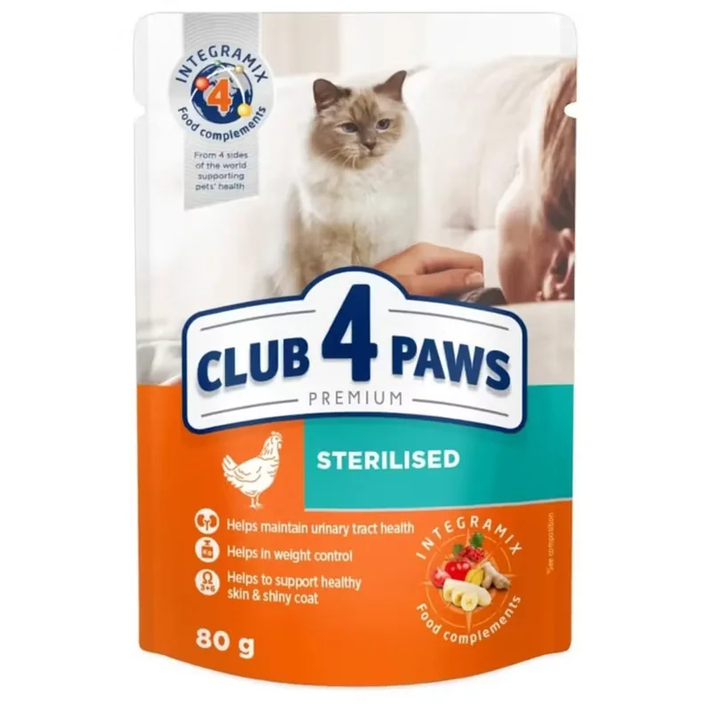 Hrana Umeda Pentru Pisici Club 4 Paws Sterilised Pui 80g