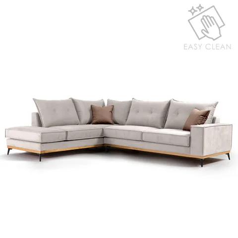 Coltar Dreapta Luxury II Crem Mocha Negru 290x235x90cm - imagine 2