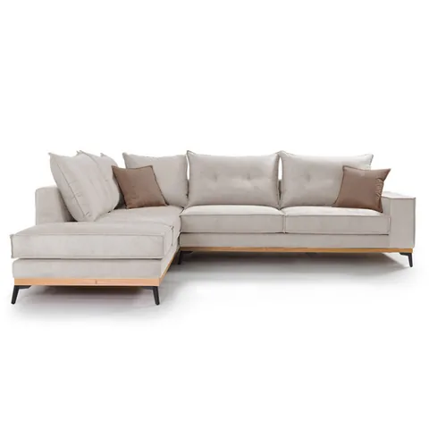 Coltar Dreapta Luxury II Crem Mocha Negru 290x235x90cm - imagine 3