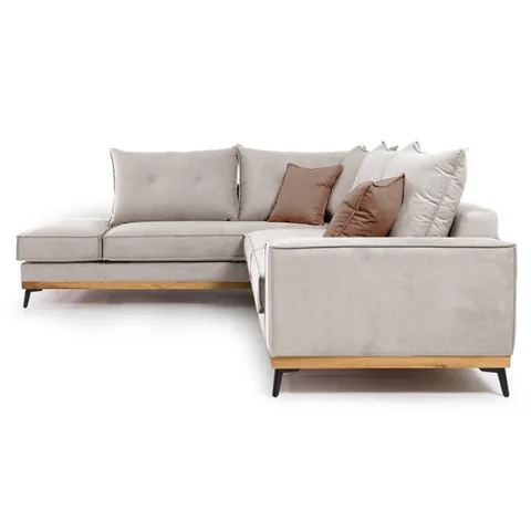 Coltar Dreapta Luxury II Crem Mocha Negru 290x235x90cm - imagine 4
