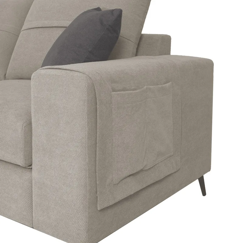 Coltar Dreapta Montana Pako World Tesatura Gri Deschis cu Perne Gri 275x215x93cm - imagine 2