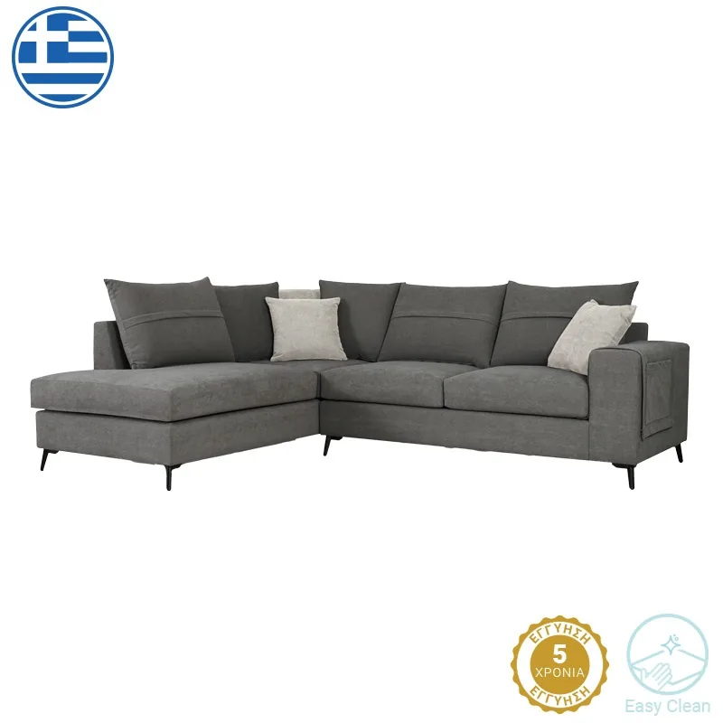 Coltar Dreapta Montana Tesatura Gri Perne Gri Deschis 275x215x93cm