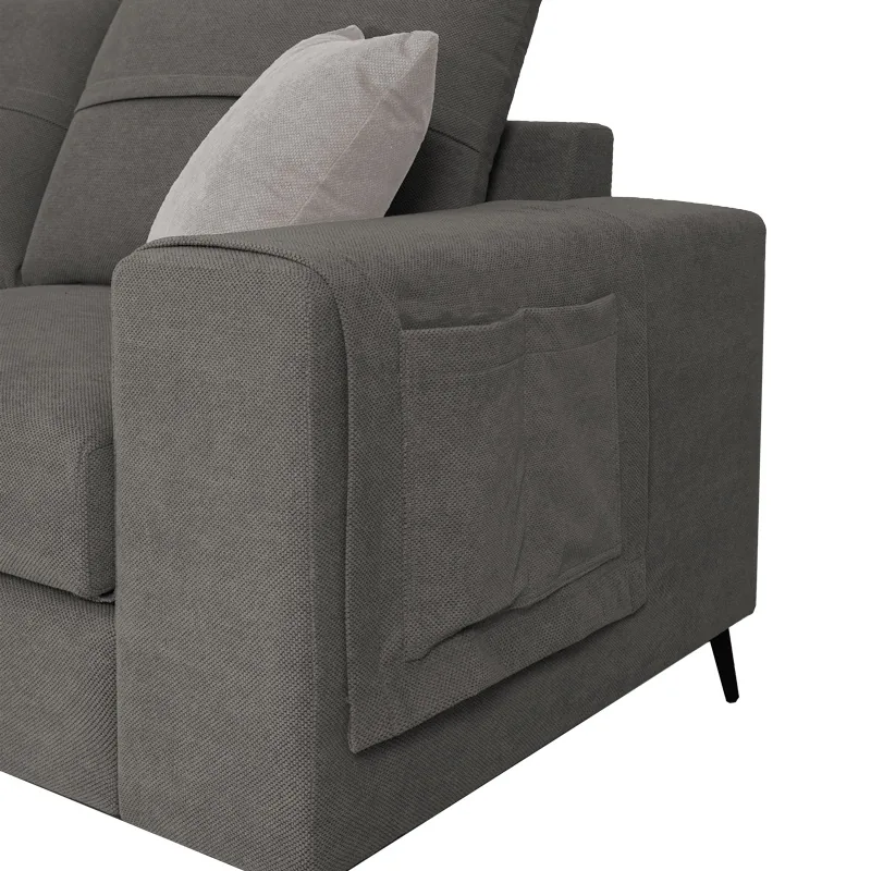 Coltar Dreapta Montana Tesatura Gri Perne Gri Deschis 275x215x93cm - imagine 2