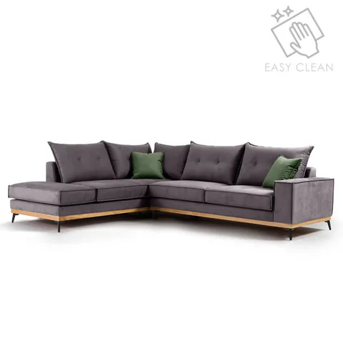 Coltar Dreapta Pako World Luxury II Gri Inchis Verde Inchis Negru 290x235x90cm - imagine 2
