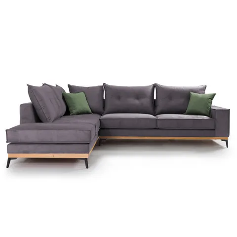 Coltar Dreapta Pako World Luxury II Gri Inchis Verde Inchis Negru 290x235x90cm - imagine 3