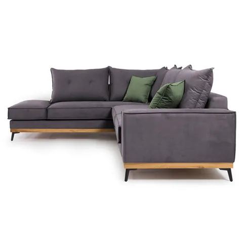 Coltar Dreapta Pako World Luxury II Gri Inchis Verde Inchis Negru 290x235x90cm - imagine 4