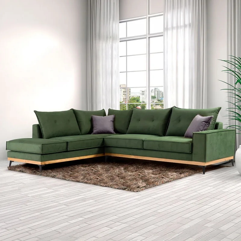Coltar Dreapta Pako World Luxury II Verde Inchis Antracit - Negru 290x235x90 cm