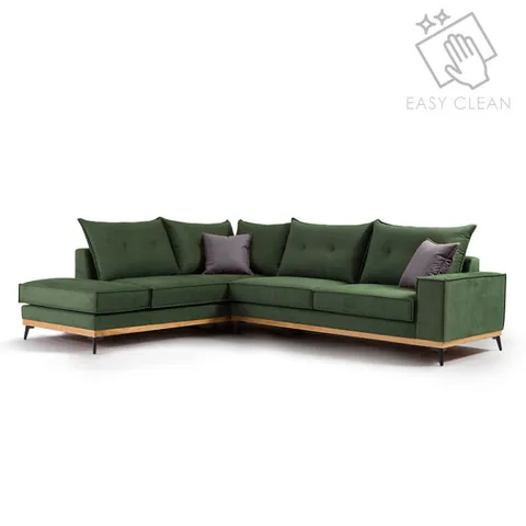 Coltar Dreapta Pako World Luxury II Verde Inchis Antracit - Negru 290x235x90 cm - imagine 2