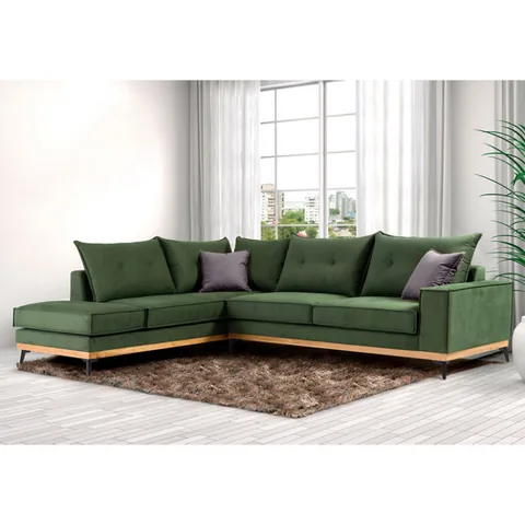 Coltar Dreapta Pako World Luxury II Verde Inchis Antracit - Negru 290x235x90 cm - imagine 3