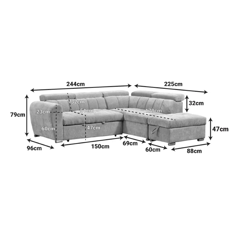 Coltar Extensibil Pako World Nuvora Stanga Bej 244x225x79cm - imagine 9