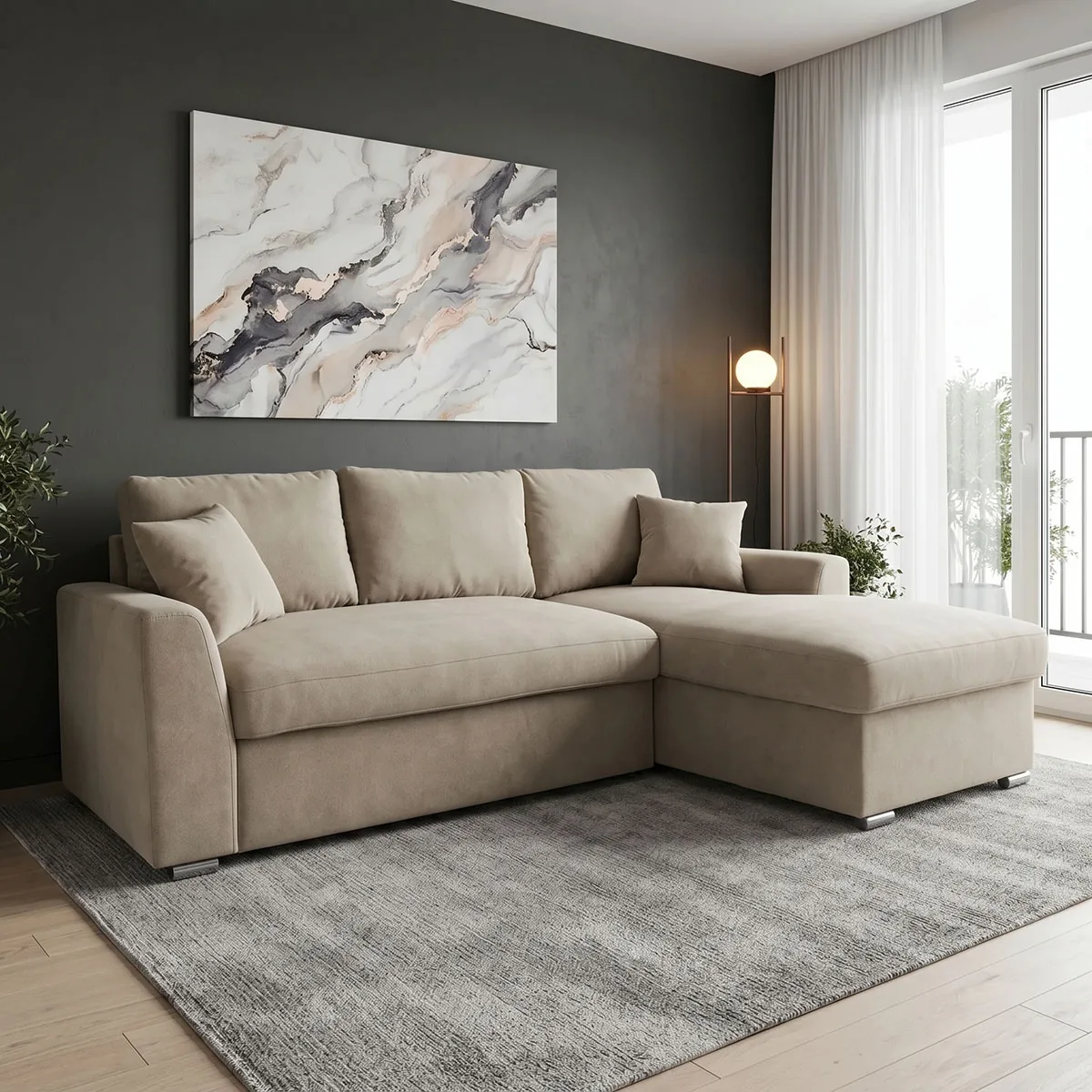 Coltar Extensibil Stanga Pako World Belle Bej 236x164x88cm
