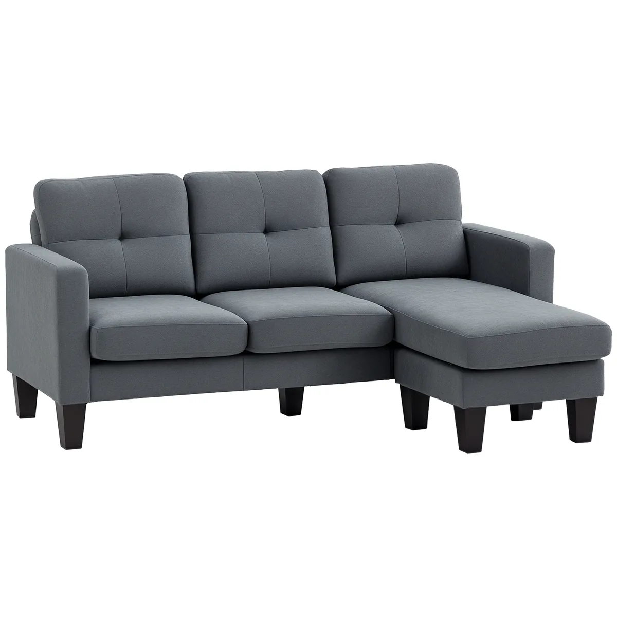 Coltar in forma de L Homcom Sezlong Reversibil Gri Inchis