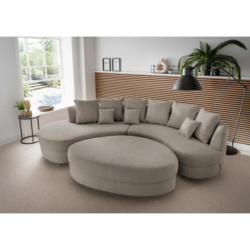 Coltar Livetastic Textil Gri-Maro 4 Locuri