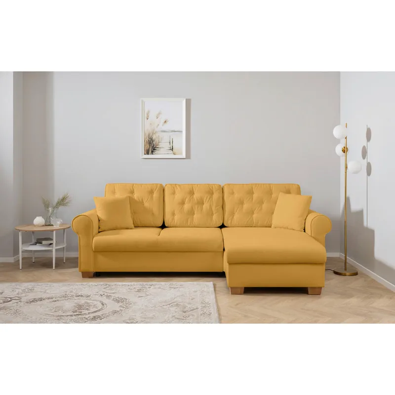 Coltar Mid.You Galben Textil 3 Locuri cu Pat si Lada
