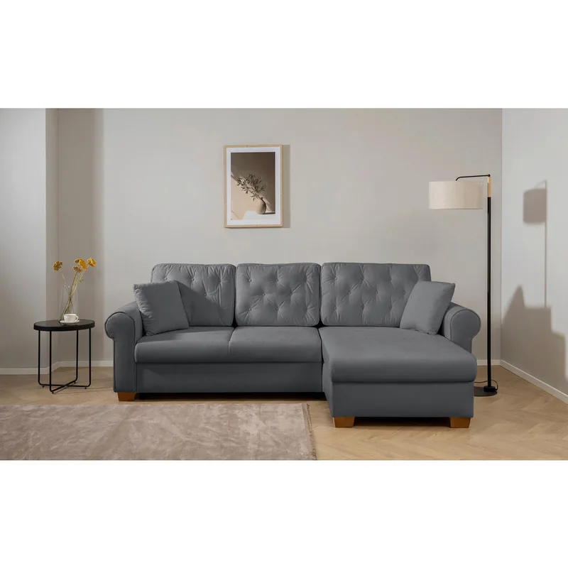 Coltar Mid.You Textil Gri Inchis cu Functie de Dormit si Lada