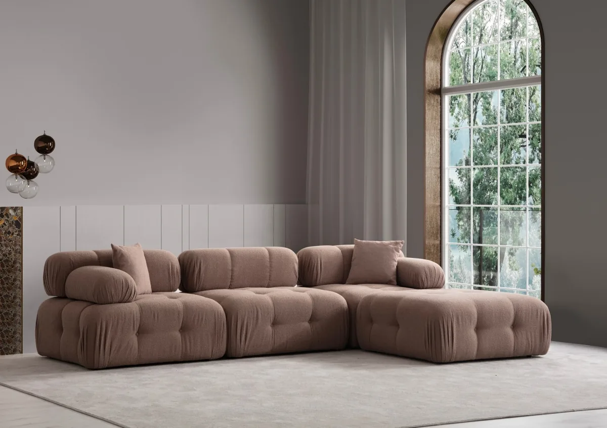 Coltar Modular Dreapta Doblo Cappuccino 315x210x80cm Salvador - imagine 2