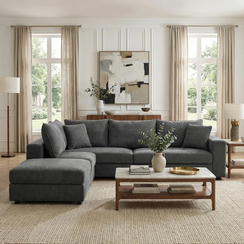 Coltar Modular Pako Navaro Antracit 281x256x85cm - imagine 2