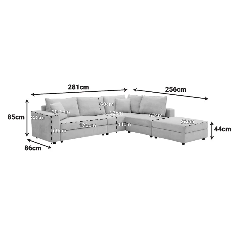 Coltar Modular Pako Navaro Antracit 281x256x85cm - imagine 8