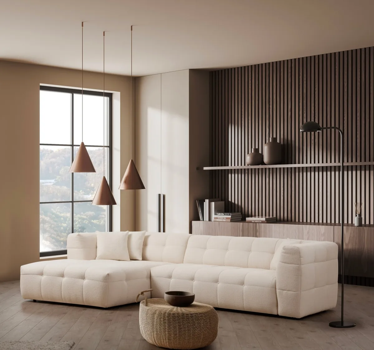 Colțar Modular Stanga Salvador Cady Bej 300x150x72cm