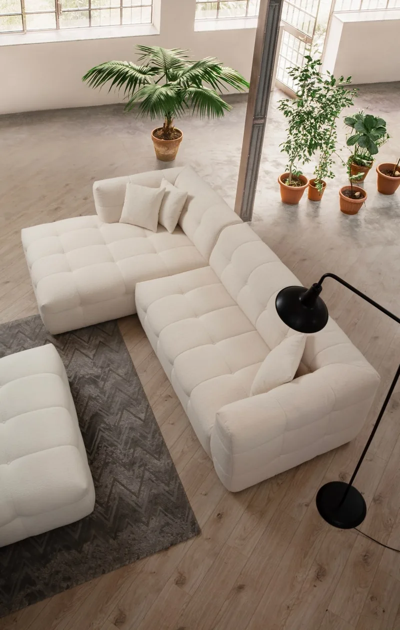 Colțar Modular Stanga Salvador Cady Bej 300x150x72cm - imagine 2