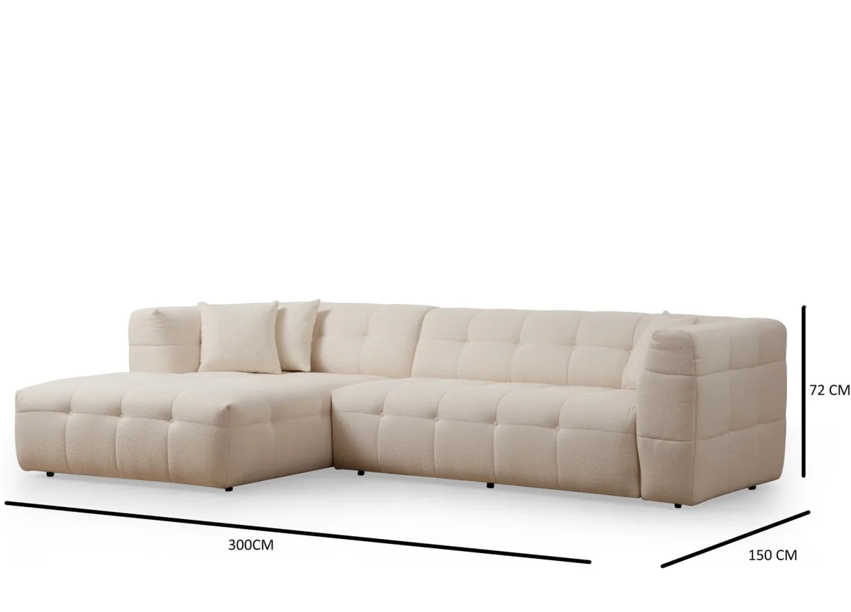 Colțar Modular Stanga Salvador Cady Bej 300x150x72cm - imagine 7