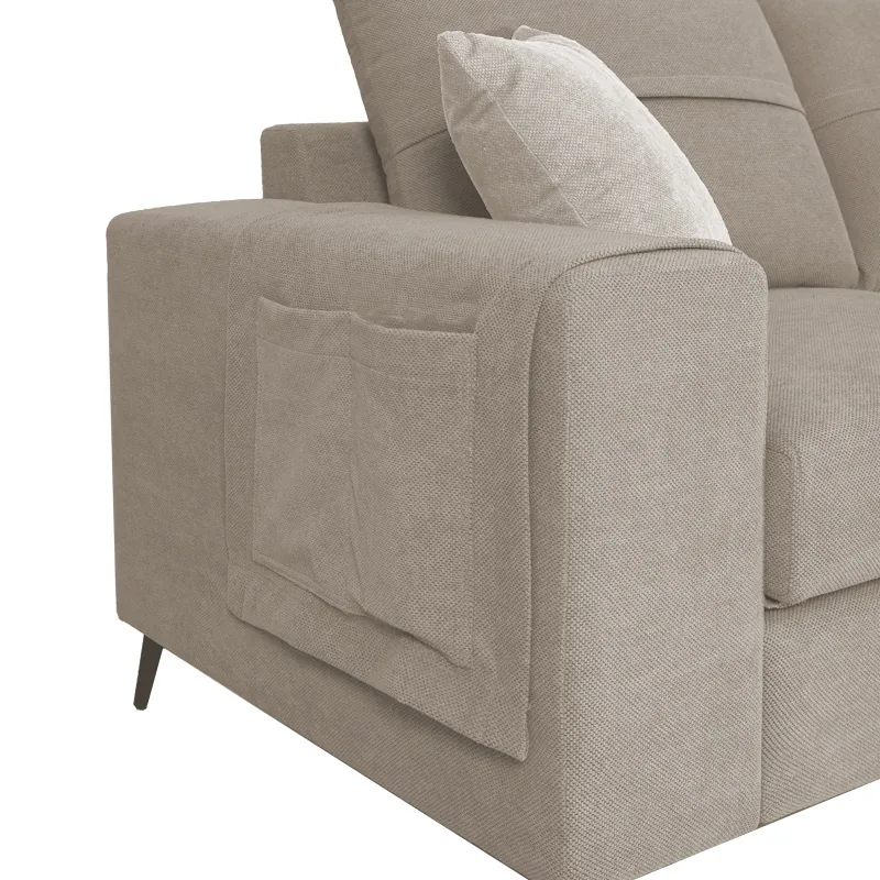 Coltar Montana Pako World Stanga Textil Gri Bej cu Perne Gri Deschis 275x215x93cm - imagine 2