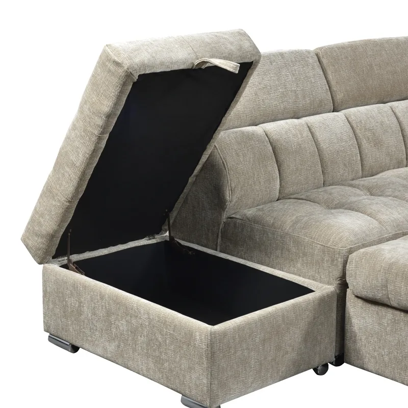 Coltar Nuvora Pako World Dreapta Extensibil cu Depozitare Bej 244x225x79cm - imagine 7