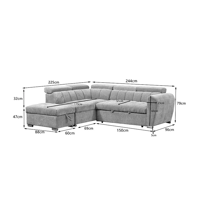 Coltar Nuvora Pako World Dreapta Extensibil cu Depozitare Bej 244x225x79cm - imagine 9