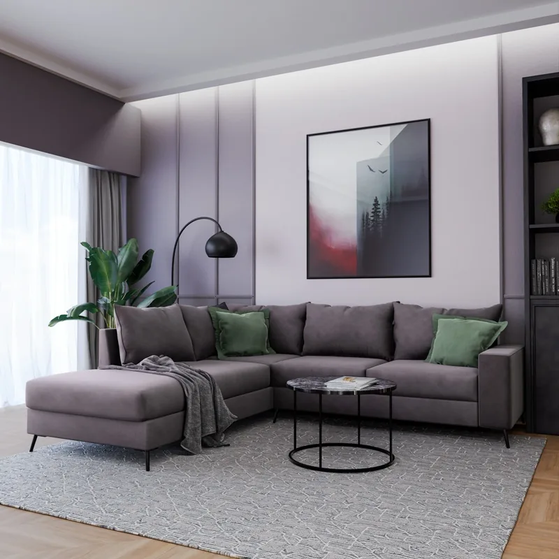 Coltar Pako World Boston Dreapta Gri Inchis Verde Inchis 290x235x95cm