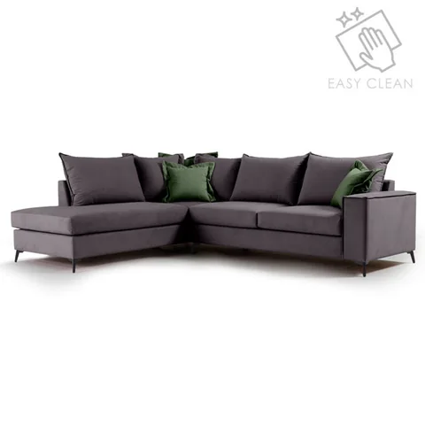 Coltar Pako World Boston Dreapta Gri Inchis Verde Inchis 290x235x95cm - imagine 2