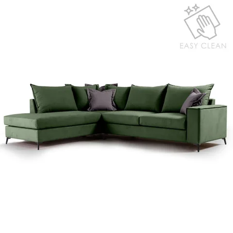 Coltar Pako World Boston Dreapta Verde Inchis Gri Inchis 290x235x95cm - imagine 2