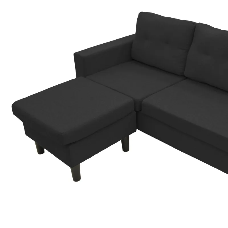 Coltar Reversibil Maneli Pako World Negru 3 Locuri 196cm - imagine 5
