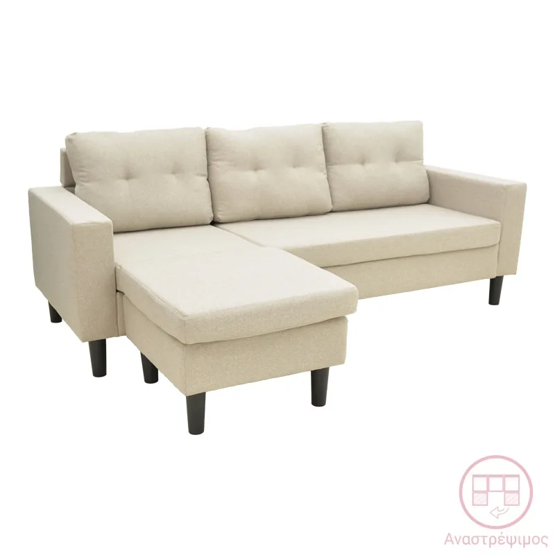 Coltar Reversibil Pako World Maneli Beige Sand 196x138/77x82cm - imagine 2