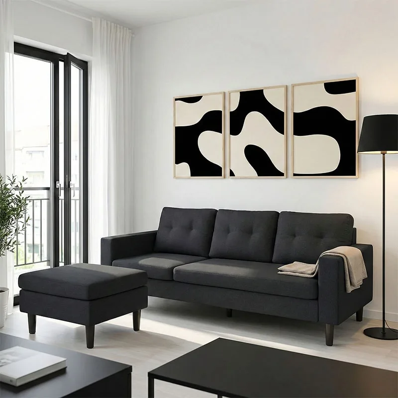 Coltar Reversibil Pako World Maneli Negru 76x196x74cm