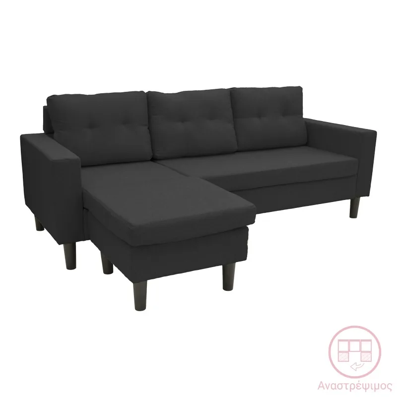 Coltar Reversibil Pako World Maneli Negru 76x196x74cm - imagine 2